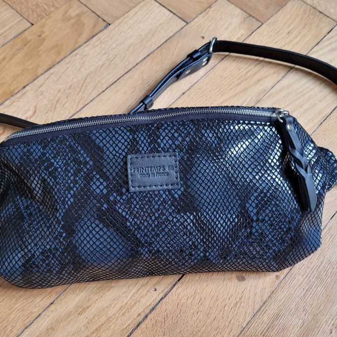 sac banane cuir python