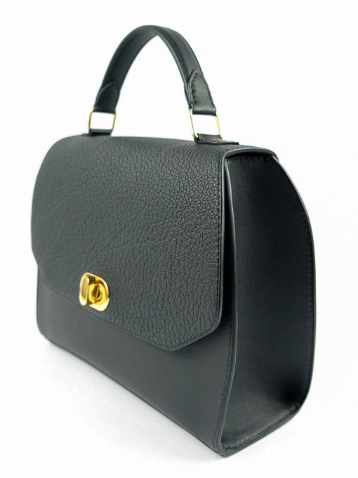 sac rabat en cuir noir